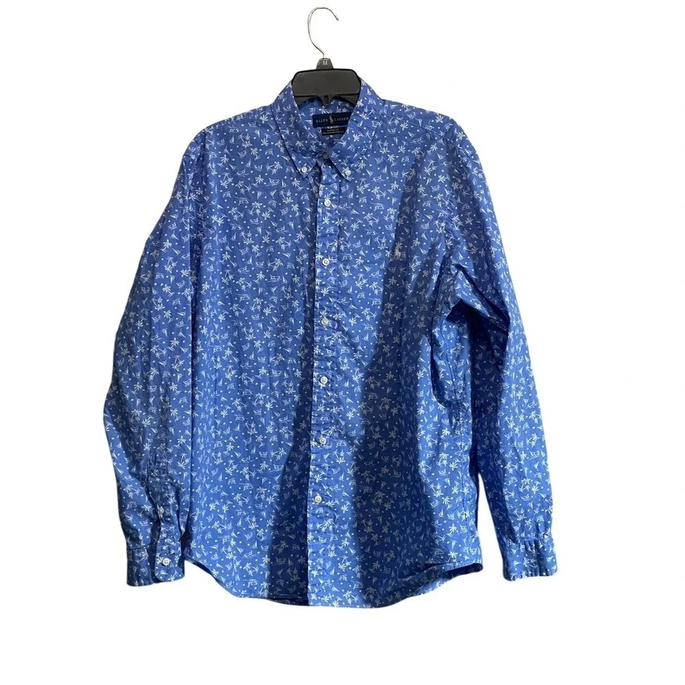 Ralph Lauren Classic fit Shirt XL Button Front Coastal Nautical All Over Print